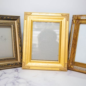 Gold Verzierter Antik Stil Breiter Bilderrahmen 3er Set