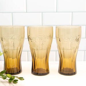 Vintage Coca-Cola Smokey Brown Embossed Tumblers (Set of 3)