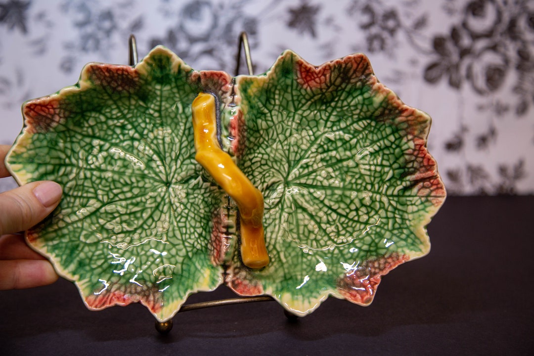 Bordallo Pinheiro Divided Leaf Serving Dish Made in Portugal Etsy