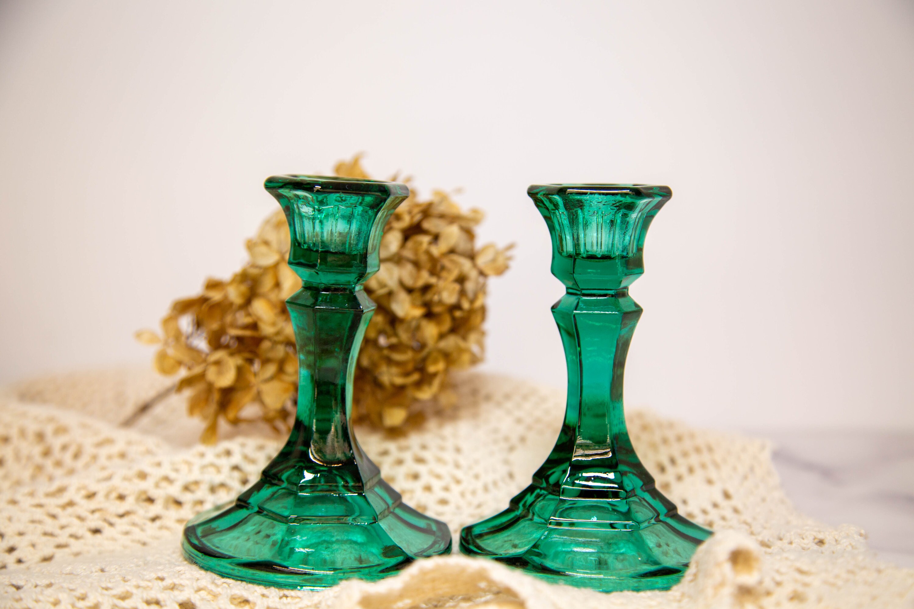 Emerald Green Candle Holder Green Glass Candle Holder Etsy