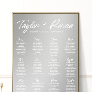 Handgeschriebener Hochzeitsspiegel Sitzplan Glanzbild