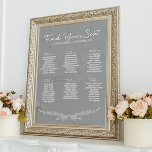 Rustic Branch Wedding Mirror Seating Chart Static Cling Decal