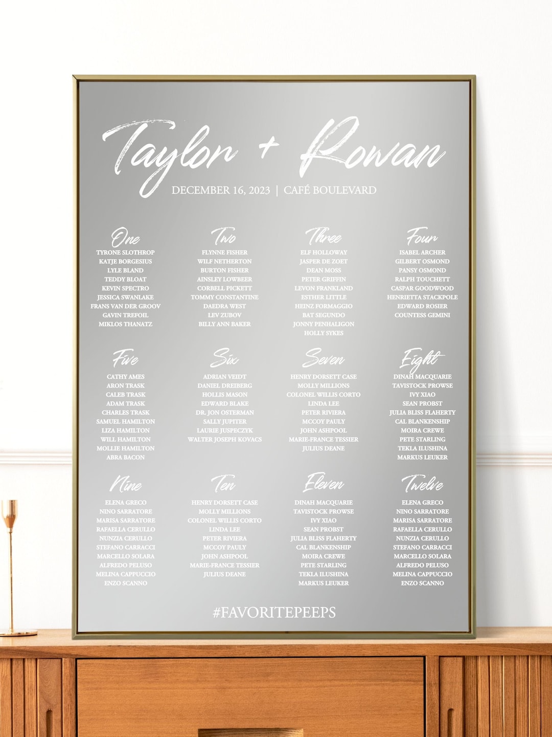 Handwritten Wedding Mirror Seating Chart Static Cling Decal - Etsy