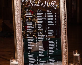 SAMPLE Wedding Mirror Seating Chart Static Cling Decal