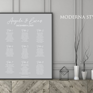 Moderna & Linea Wedding Mirror Seating Chart Static Cling Decal