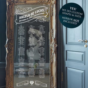 Vintage Wedding Mirror Seating Chart Static Cling Decal