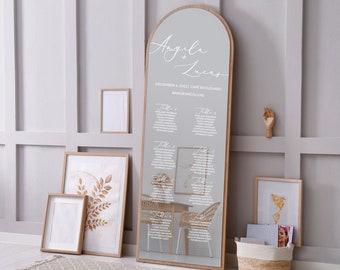 Arch Wedding Mirror Seating Chart Static Cling Decal