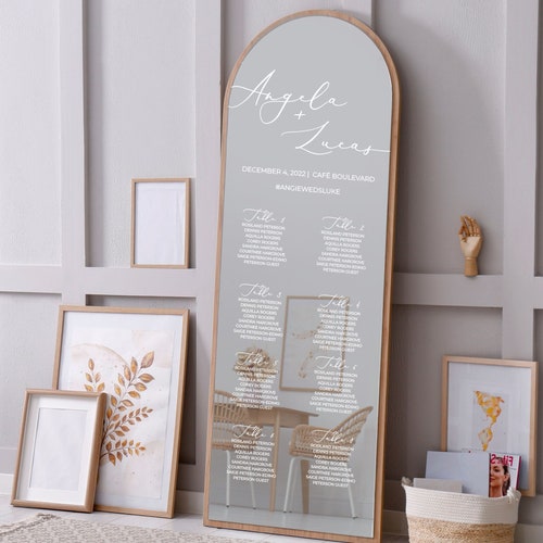 Arch & Flourish Wedding Mirror Seating Chart Static Cling Etsy Ireland