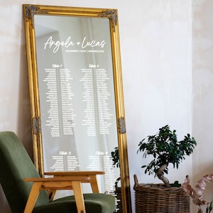 Harvest Table Wedding Mirror Seating Chart Static Cling Decal
