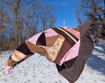 Neopolitan Flavored Funky Floppy Patchwork Wizard Hat with Stash Pocket