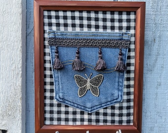 Funky Upcycled Pocket Key Hanger/ Crafts Hanger