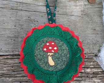 Funky Fabric Mushroom Ornament
