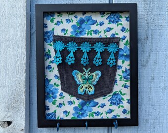 Funky Upcycled Pocket Key Hanger/ Crafts Hanger