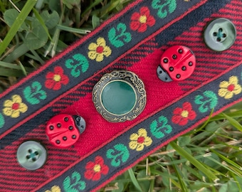 Ladybug Button Cuff Adjustable Bracelet