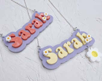Acrylic Funky 90's Name Necklace, Laser Cut Jewellery, Personalised Name Necklace, Custom Made Necklace, Statement and Monogram Jewellery