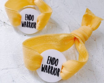 Endometriosis Acrylic Disc Elastic Bracelet, Laser Cut & Engraved, Invisible Illness, Yellow Ribbon Jewellery, Endo Bracelet, Elastic Band
