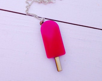 Acrylic Laser Cut Ice Lolly Necklace, Ice Lolly Jewellery, Popsicle Necklace, Ice Cream, Summer Jewellery, Charm Necklace, Gifts for Girls