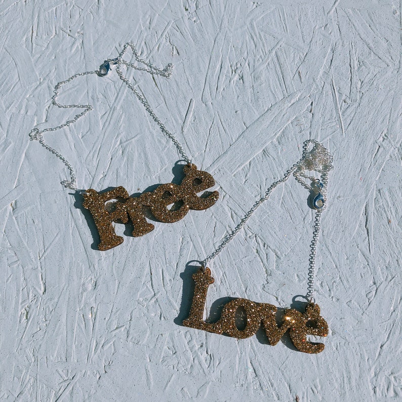 Glitter Jewellery! Custom Necklace Name Necklace Personalised Wooden Glittered Name Necklace Statement Jewellery Glitter Name Necklace