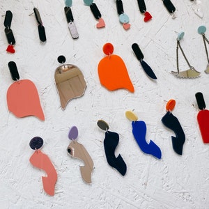 Modern Abstract Acrylic Perspex Earring, Statement Jewellery, Abstract Art, Drop Earrings, Abstract Earrings, Zero Waste, Recycled Jewellery