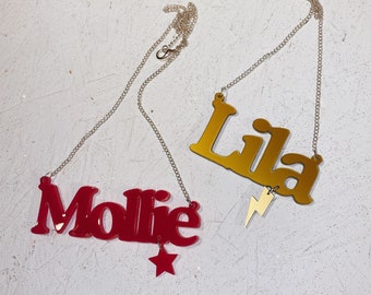 Acrylic Name Necklace, Laser Cut Jewellery, Personalised Name Necklace, Custom Made Necklace, Statement and Monogram Jewellery, Unique & FUN