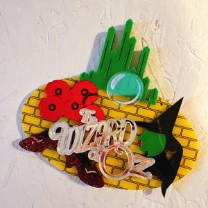 Acrylic Wizard of Oz Brooch Necklace, Acrylic Laser Cut, Wicked, Wicked Witch, Dorothy, The Wizard of Oz, Elphaba, Glinda, Ruby Slippers!