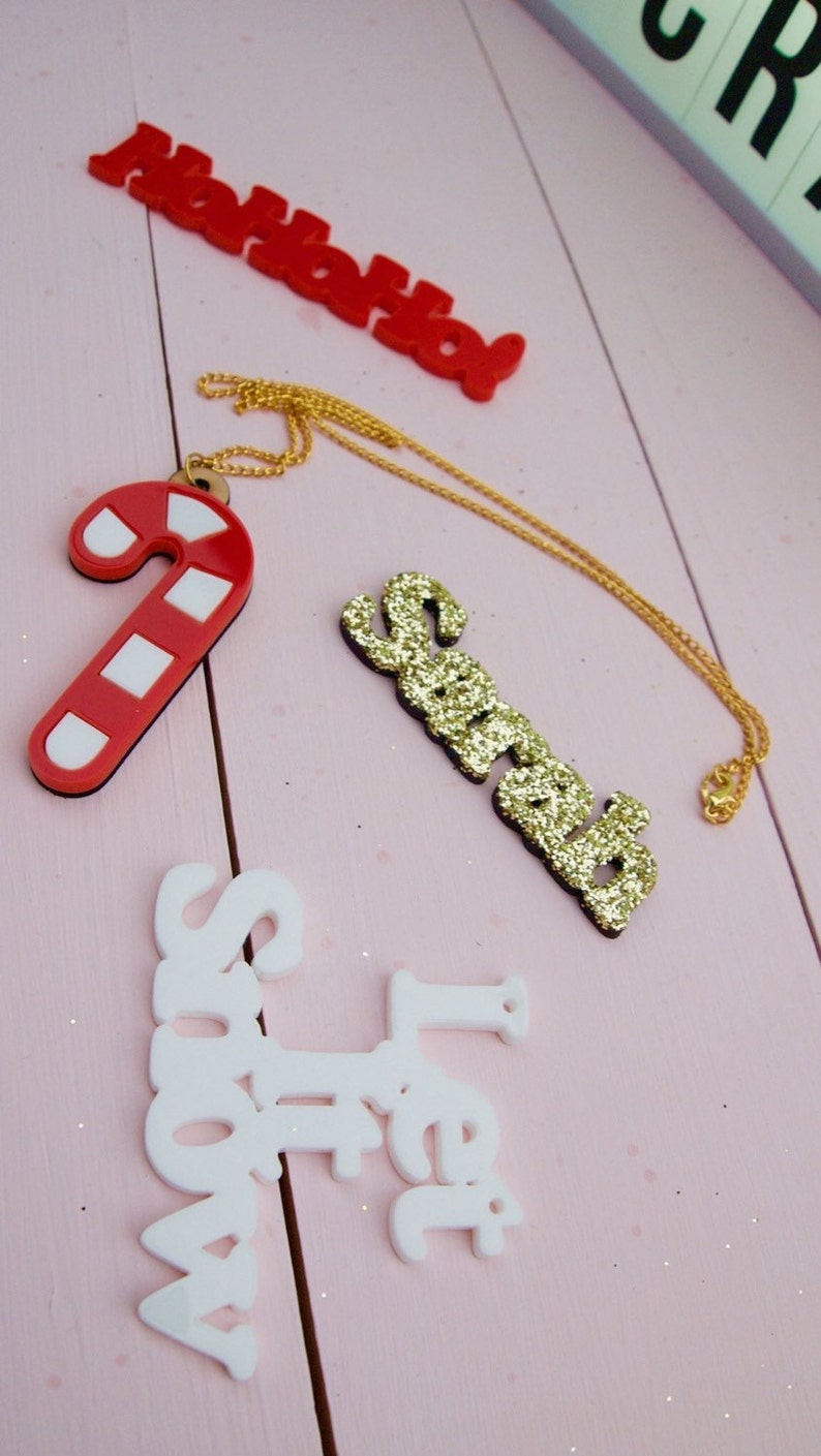 Glitter Jewellery! Custom Necklace Name Necklace Personalised Wooden Glittered Name Necklace Statement Jewellery Glitter Name Necklace