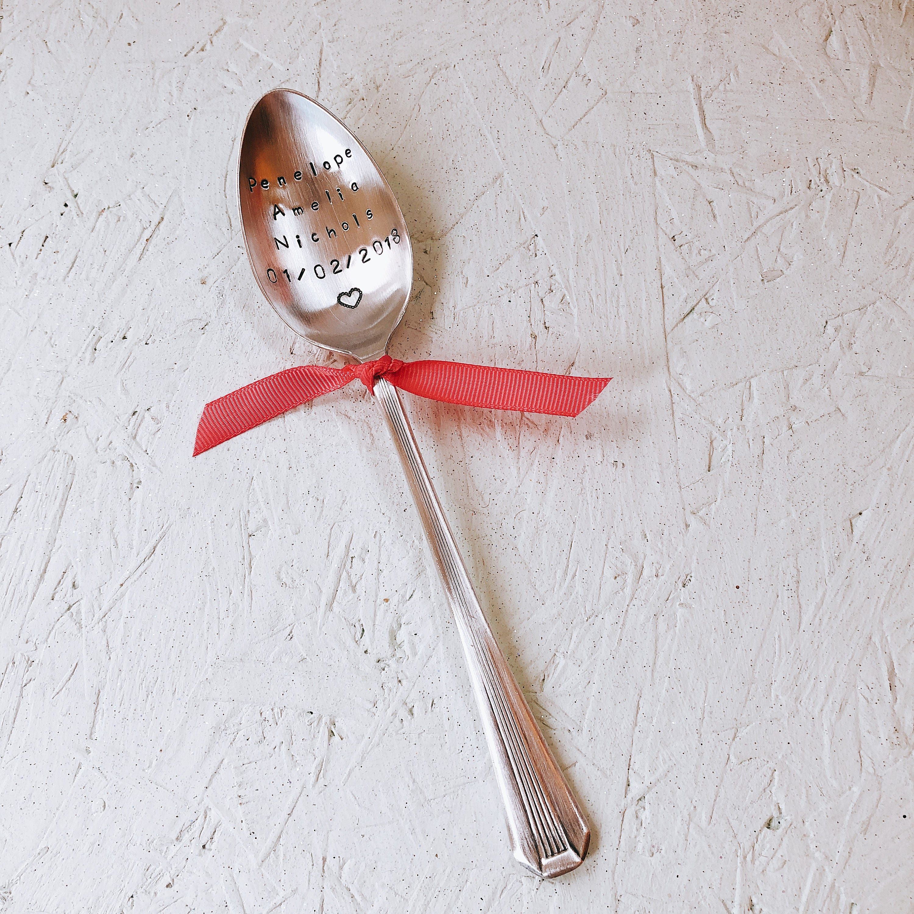 Christening Spoon Personalised Vintage Hand Stamped Spoon Etsy UK