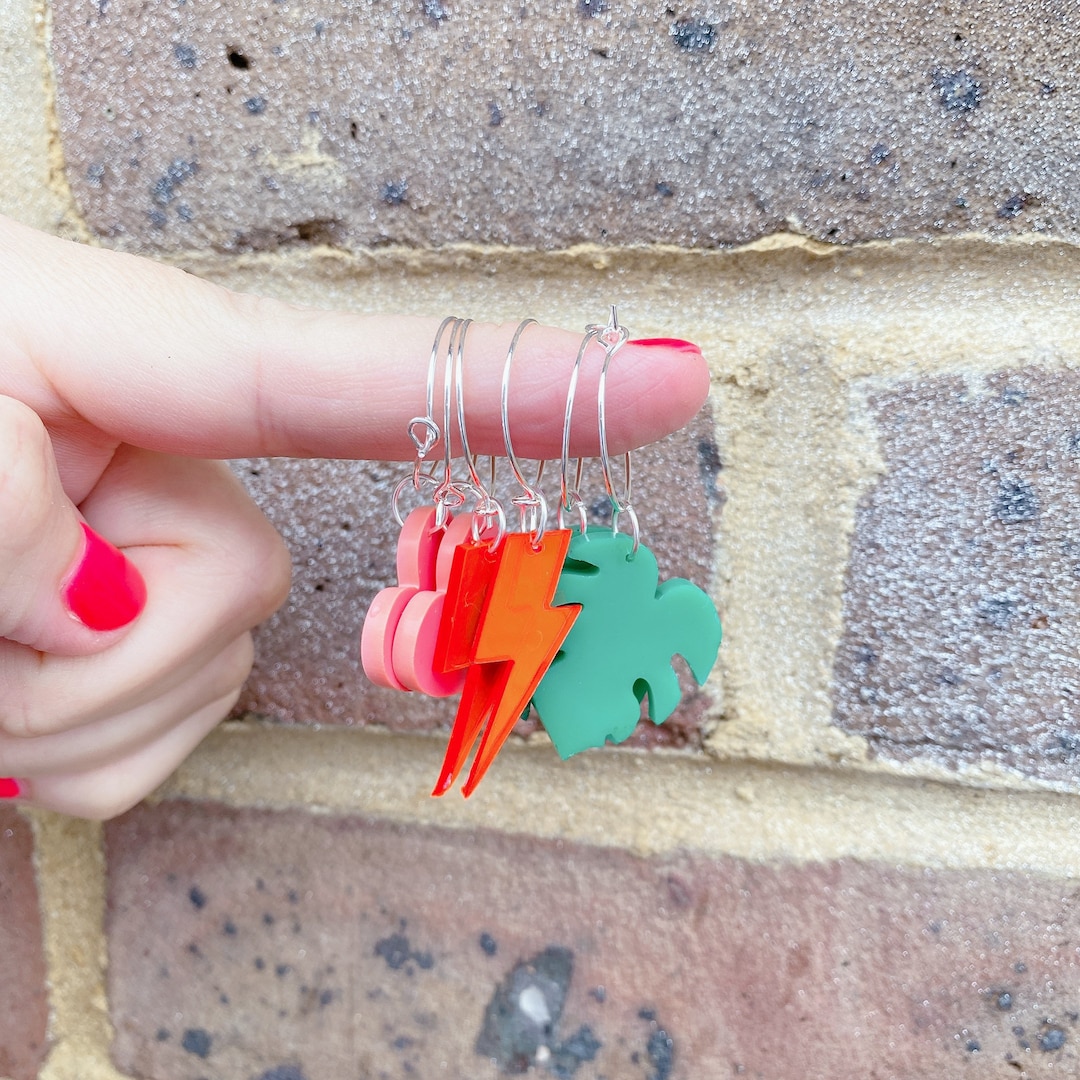 Herbstblatt Ohrringe Aus Acryl - Palmen Design Mit Glitzer