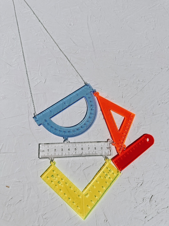 Acrylic Mathematical Ruler Bib Necklace, Maths Necklace, Plastic Ruler Necklace, Acrylic Necklace, Bib Necklace, Gift for Her, Statement!!