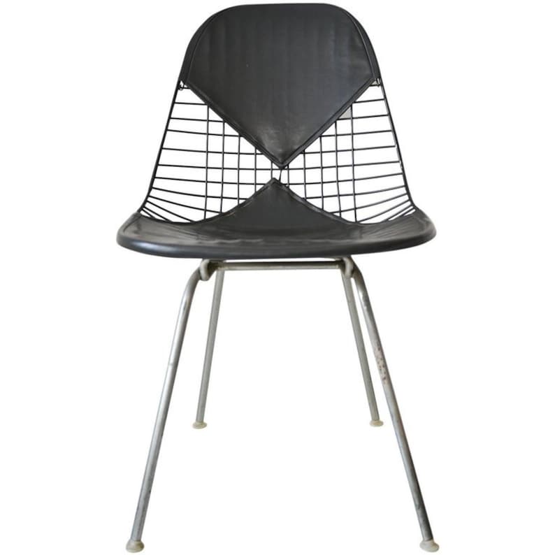 Eames Dkx 2 Vintage Wire Chair With Leather Bikini Cover Ca Etsy
