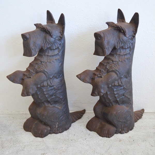 Pair of Bronze Scottish Terrier Dog Statues