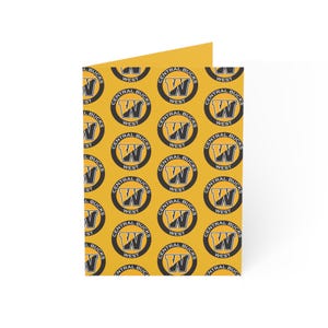 Lege verticale wenskaarten met CB West-logo met patroon (1, 10, 30 en 50 stuks) voor bedankt, afstuderen, enz.