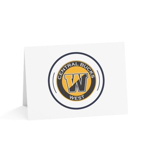 Lege horizontale wenskaarten met CB West-logo (1, 10, 30 en 50 stuks) voor bedankt, afstuderen, enz.