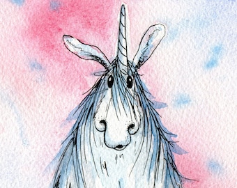 Limited edition print - Blue unicorn, unicorn print