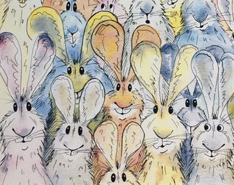 Hare print - hares galore print, limited edition print