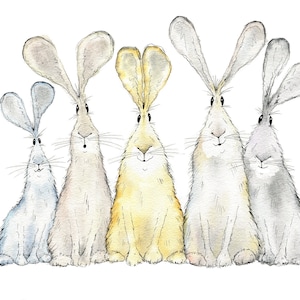 Hare print - five hares print, limited edition print