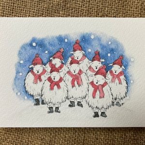 Lot de cinq cartes de Noël mouton Herdwick, cartes mouton, cartes de Noël, choeur de Herdwick