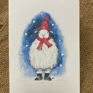 Lot de cinq cartes de Noël mouton Herdwick, cartes mouton, cartes de Noël, Winter Herdwick