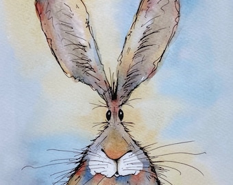 Hare print - Fergal the Hare, limited edition print, hare picture