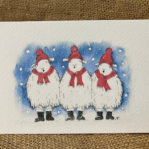 Pack de cinq cartes de moutons Herdwick de Noël, cartes de moutons, cartes de Noël, We Three Herdwicks