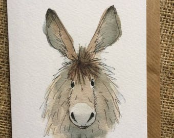 Dennis the donkey greetings card, donkey greetings card,
