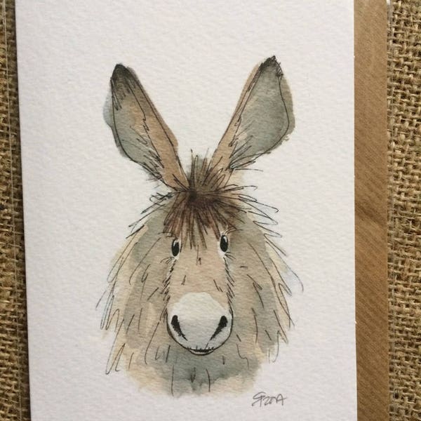 Dennis the donkey greetings card, donkey greetings card,