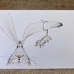 Carte lièvre et souris, carte de voeux, carte lièvre