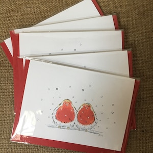 Pack de cinq cartes de merle de Noël, cartes de merle, cartes de Noël