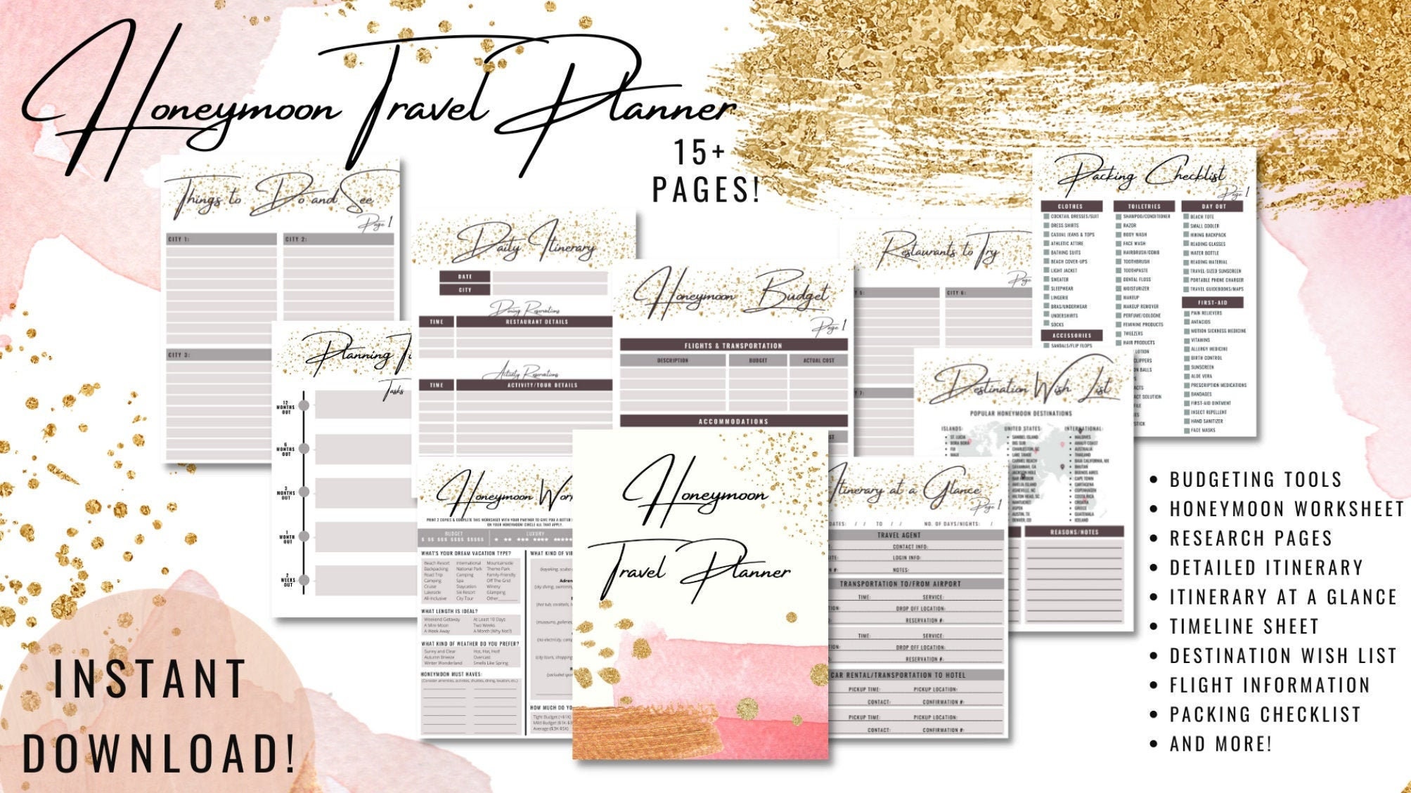 Honeymoon Travel Planner Vacation Planner Travel Organizer Etsy España