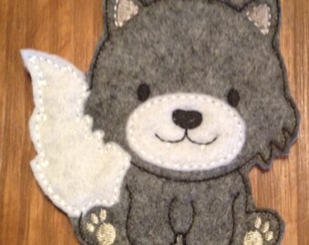 Grey Wolf Finger Puppet  Woodland  Animal Forest  Pretend Play Teach Learn Educational  Story Time Play Along Home School Montessori Library
