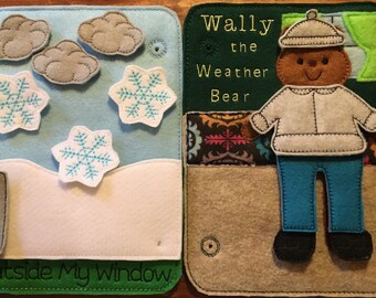 Outside Window Child Gift Weather How to Dress Game Felt Bear Learning Toy Boy Girl Gift Busy Book Quiet Page Embroidered Teach Educational