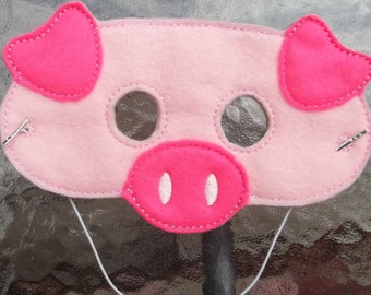 Child Gift Felt Pig Mask Farm Animal Pretend Play Dress Up 3 Pigs Old MacDonald Imagination Story Time Play Along Home School  Library