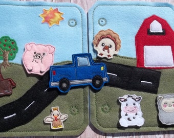 Child Gift Road to Farm Busy Book Pages Truck Animals Felt book Farm Road Busy Bag Busy Page Portable Felt Page create your own busy book