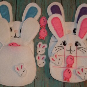 Easter Bunny Tic Tac Toe Felt Game Embroidered Board Games Educational ...